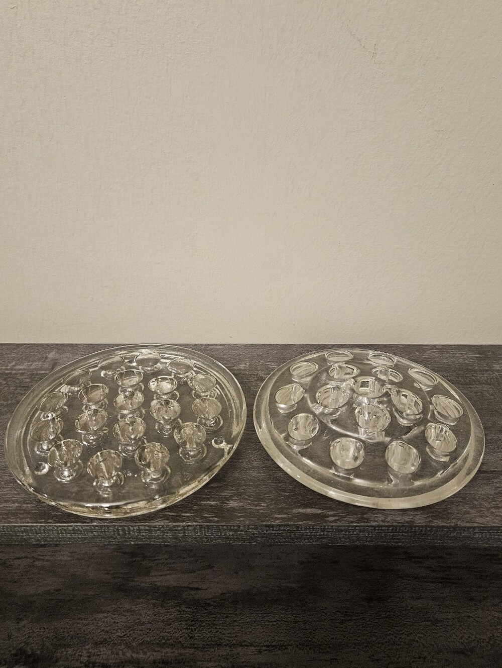 Vintage Clear Glass Flower Frogs- Set Of 2
